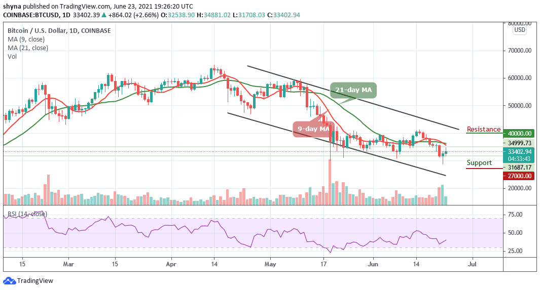 You are currently viewing Bitcoin Price Prediction: BTC/USD Retests $34,800 High