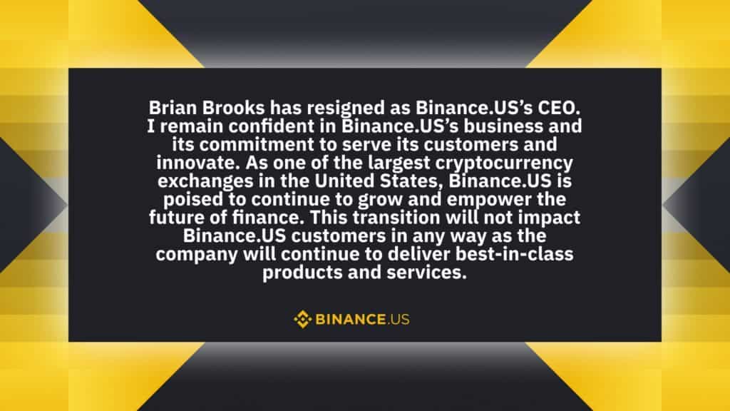 You are currently viewing Brian Brooks Leaves Binance US, Citing ‘Differences’ With the Board —Just As The Head of Binance Brazil Did 3 Weeks Ago