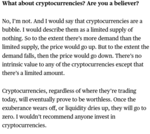 On Bitcoin Criticism By Wall Street