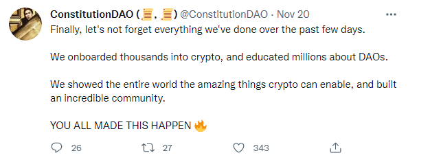 You are currently viewing ConstitutionDAO: The failed project that shook the crypto world