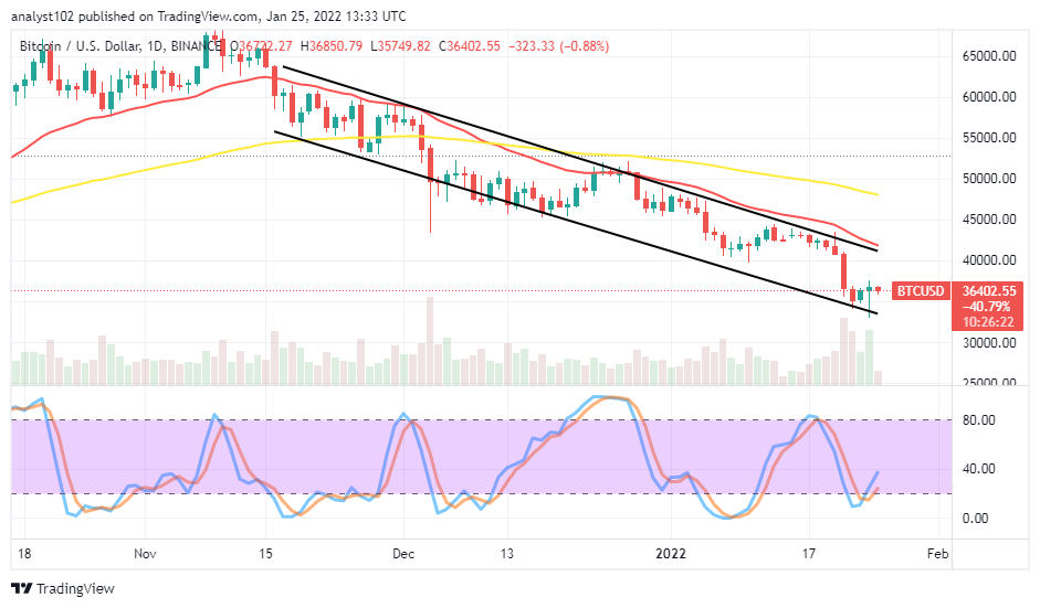 You are currently viewing Bitcoin (BTC/USD) Market Declines, Holding Below $37,500