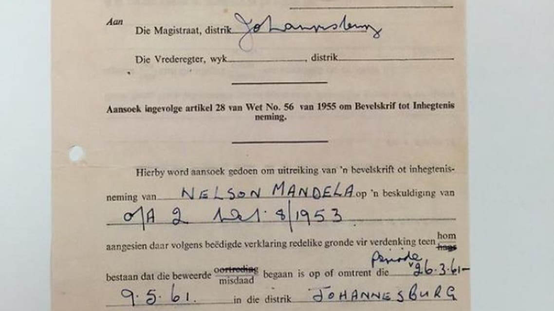 Nelson Mandela’s iconic arrest warrant auctioned off as an NFT