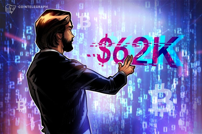 Read more about the article Bitcoin traders wait for $62K as 3% BTC price gains eat up liquidity