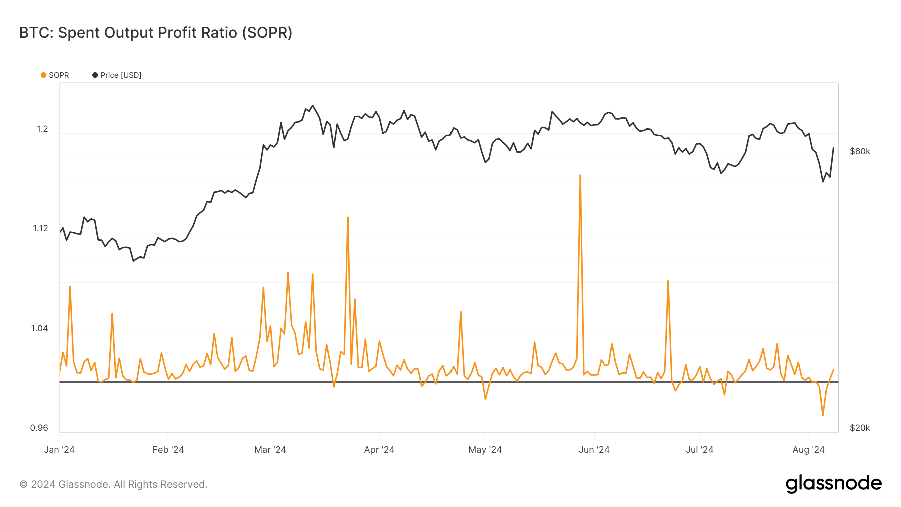 You are currently viewing Bitcoin’s Spent Output Profit Ratio shows volatility amid post-halving corrections