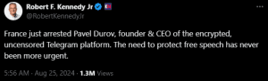 Elon Musk, Vitalik Buterin, RFK Highlight Growing Free Speech Threat After Durov’s Arrest