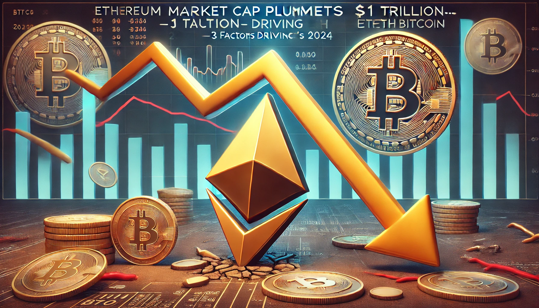 You are currently viewing Ethereum Market Cap Plummets $1 Trillion Behind Bitcoin—3 Factors Driving ETH’s 2024 Decline