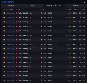 Read more about the article Tesla holds firm on Bitcoin despite wallet shuffle – Arkham Intelligence