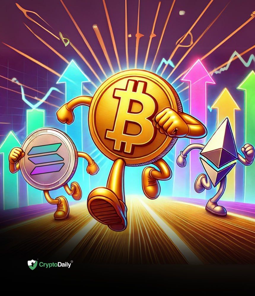 You are currently viewing Ethereum ($ETH) and Solana ($SOL) wait in the wings as Bitcoin ($BTC) powers higher