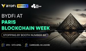 Read more about the article BYDFi’s 5th Anniversary Launches MoonX at Paris Blockchain Week 2025, Sparking the Web3 Era