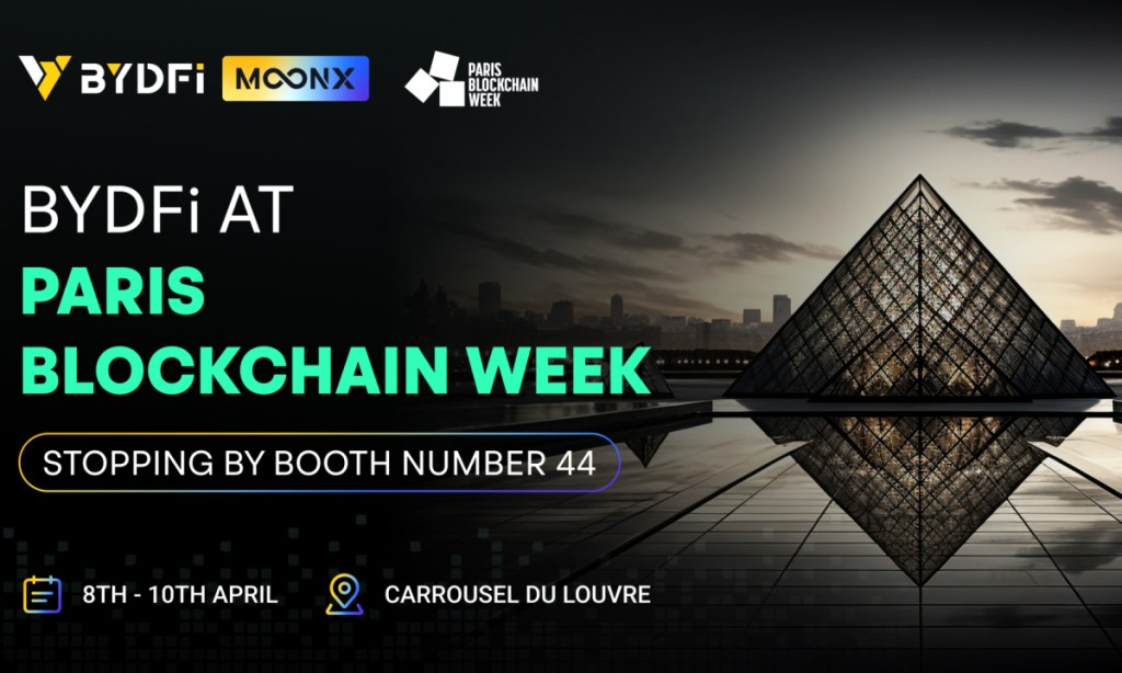 You are currently viewing BYDFi’s 5th Anniversary Launches MoonX at Paris Blockchain Week 2025, Sparking the Web3 Era