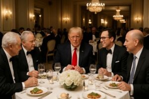 Read more about the article At dinner with Trump for the top 220 holders of the memecoin: $TRUMP soars by 60%