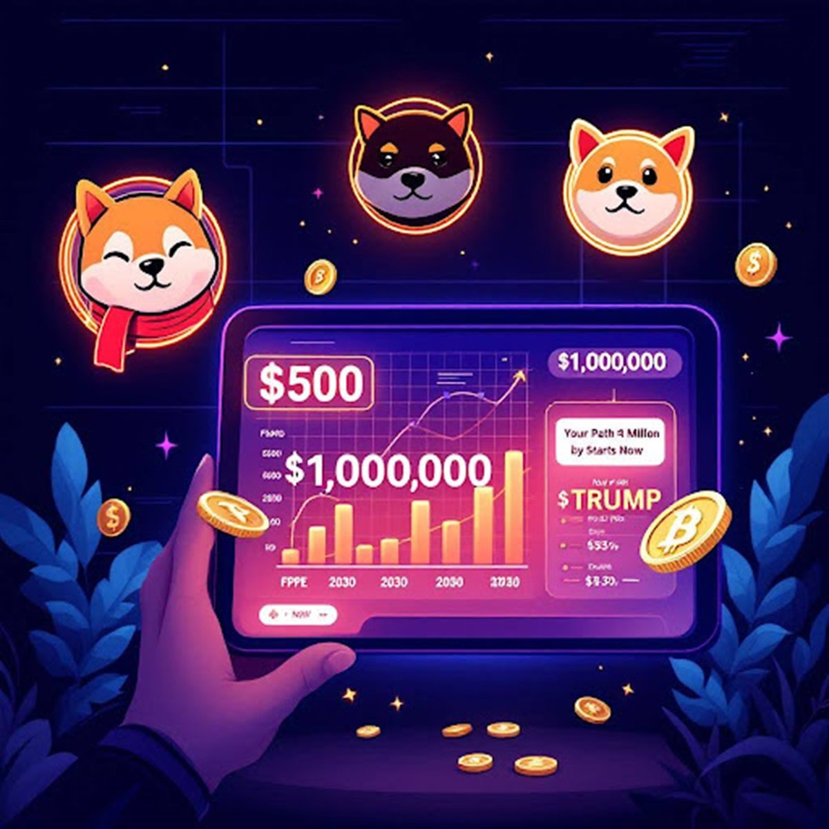 Read more about the article Want A $1 Million Crypto Portfolio By 2030 With Only $500? Here’s How Much FPPE, Shiba Inu, And TRUMP Coins To Buy Today