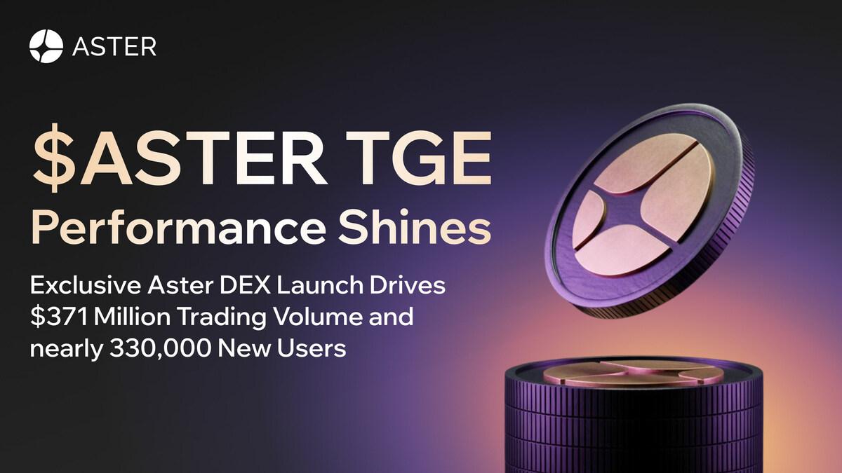 You are currently viewing $ASTER TGE Day-One Performance Shines: Exclusive Aster DEX Launch Drives $371 Million Trading Volume and nearly 330,000 New Users