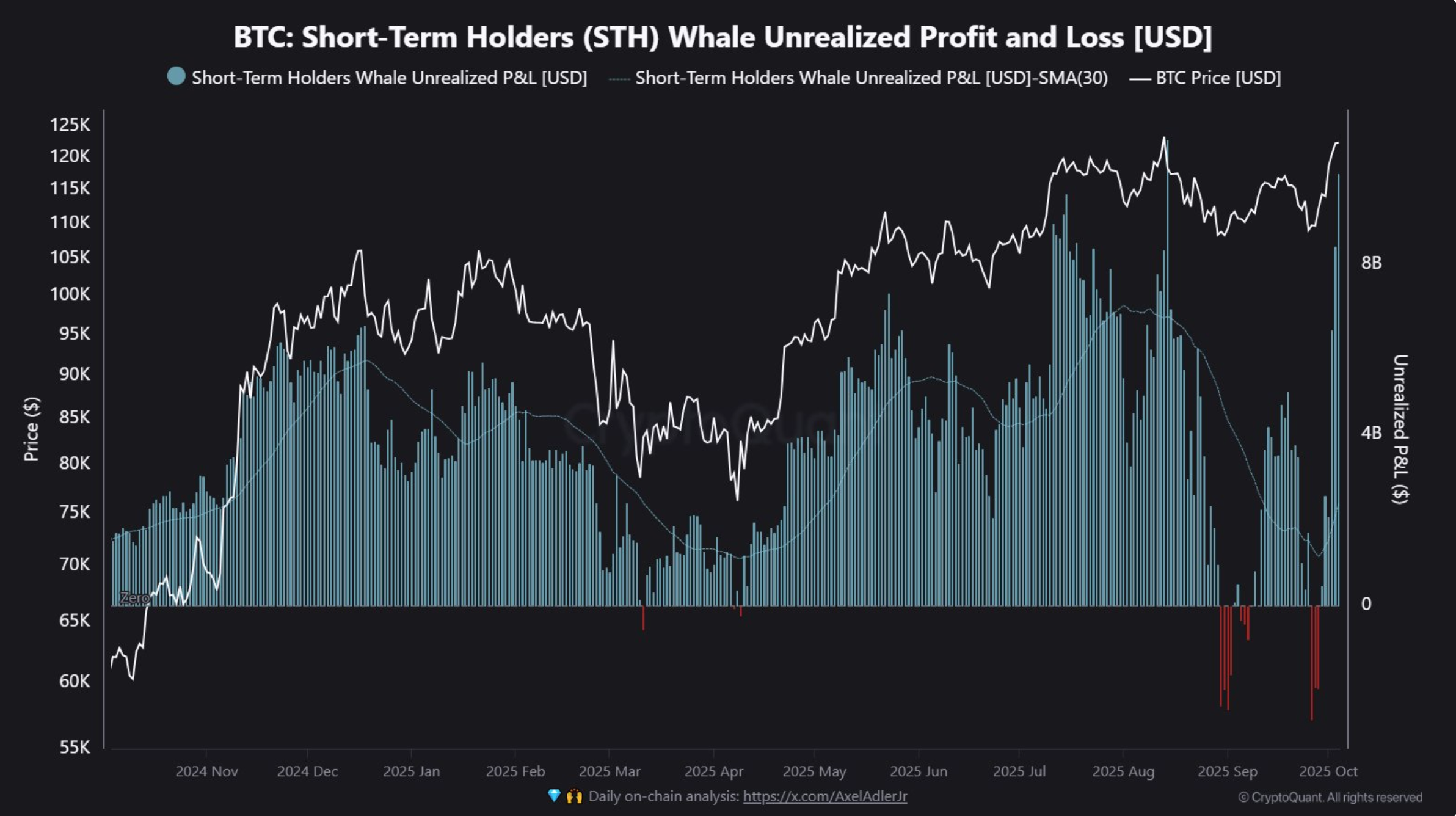 You are currently viewing Bitcoin’s Short-Term Whales Now Hold $10.1B in Paper Gains. Is a Cash Out Next?