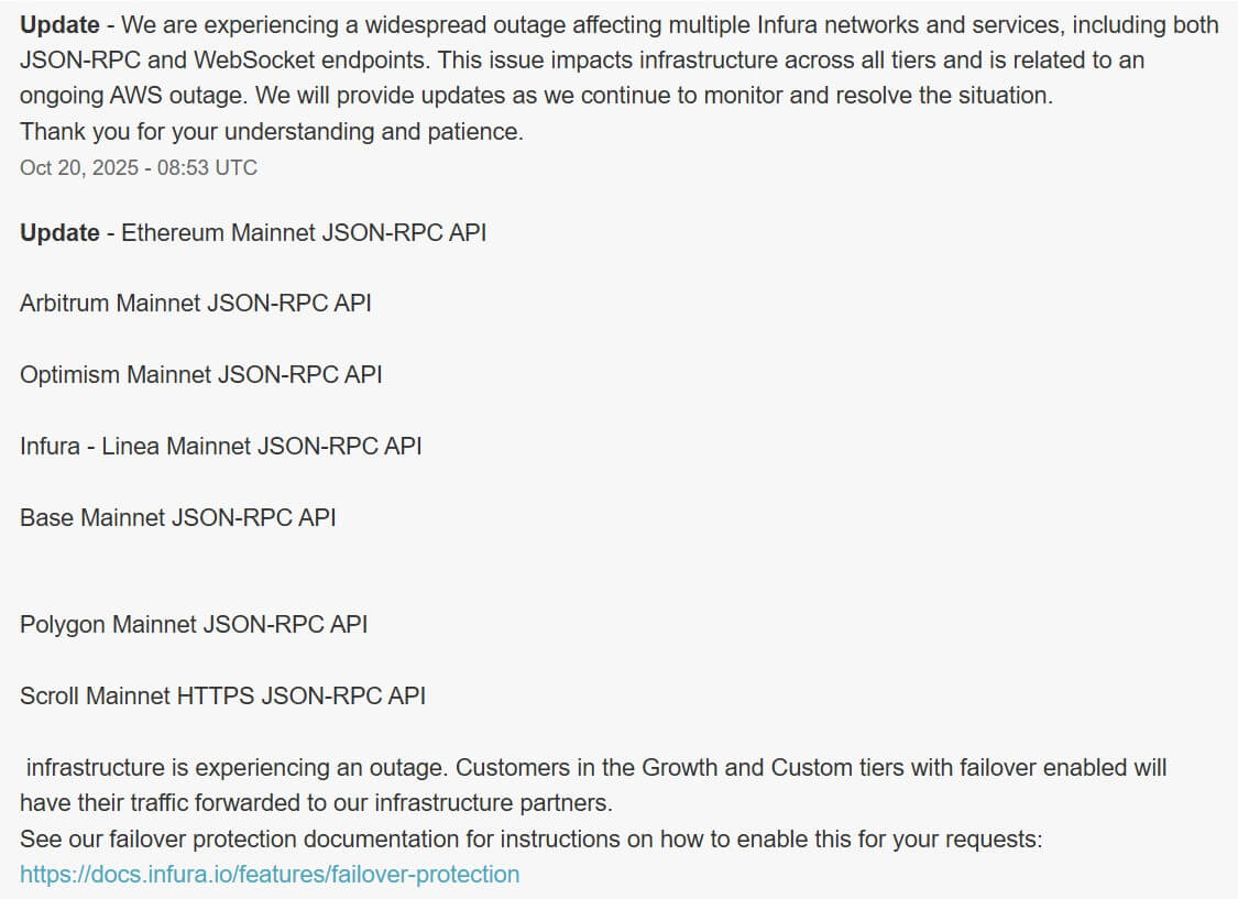You are currently viewing How today’s AWS glitch took down Coinbase, ETH L2s, and half the internet