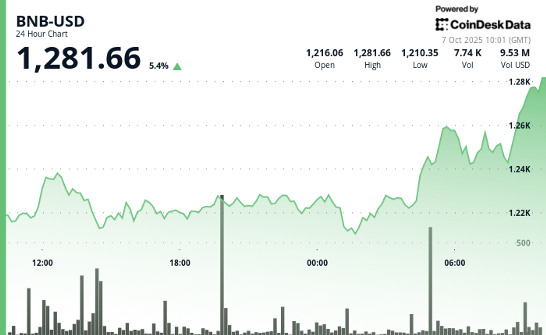 You are currently viewing BNB Hits Record High Above $1,280 as Blockchain Activity Surges