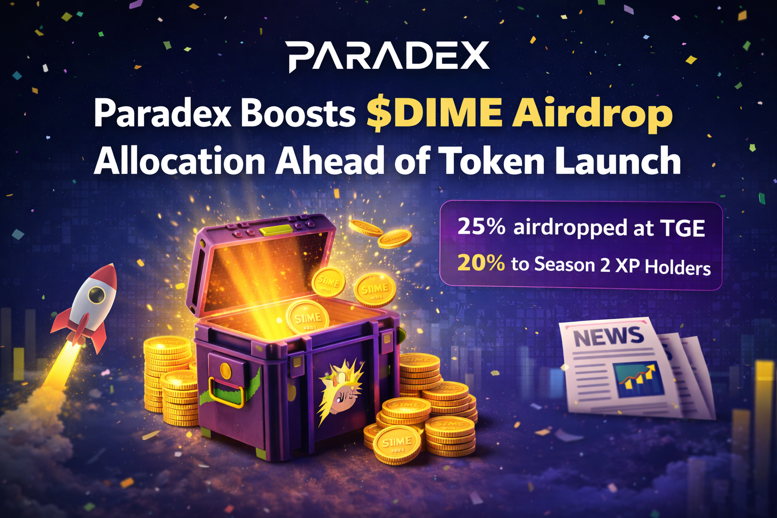 You are currently viewing Paradex Confirms $DIME TGE Timeline and Expands Airdrop Allocation Following XP Season 2 Conclusion