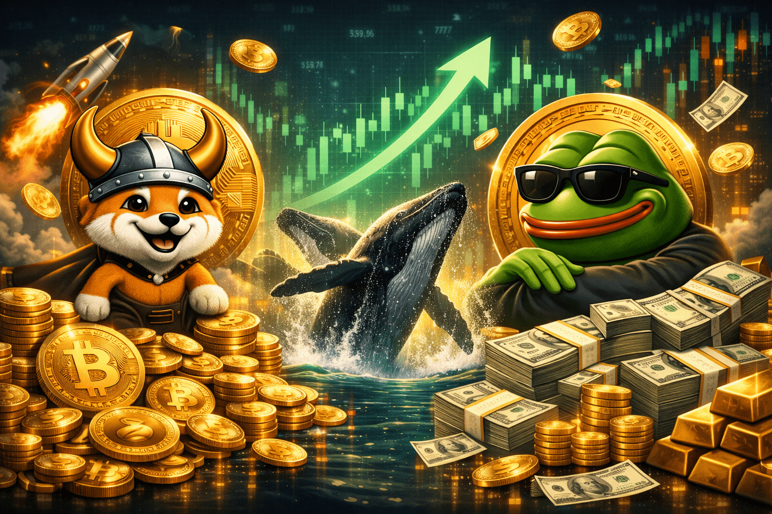 Read more about the article FLOKI and PEPE Lead Massive Surge in $100K+ Whale Transactions